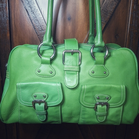The Limited Bags The Limited Leather Green Bag W Buckles Pocket